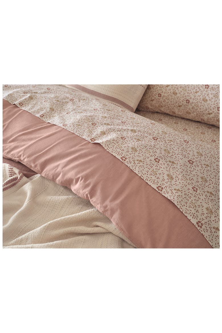 Print Organic Cotton Percale Sheet Set, Alternate, color, PRALINE MEADOW