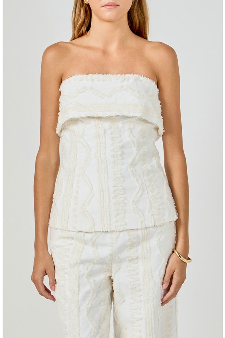 Fringed Strapless Cotton Top, Main, color, IVORY