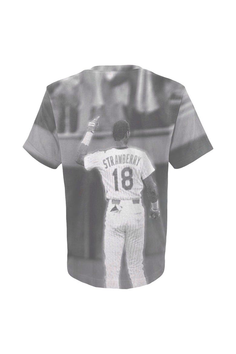 Youth Mitchell & Ness Darryl Strawberry White New York Mets Sublimated Player T-Shirt, Alternate, color, Gray