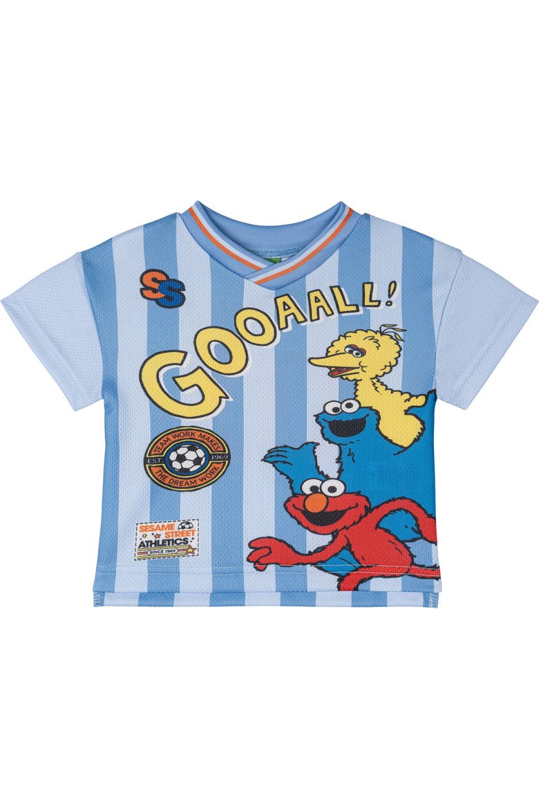 Short Sleeve Soccer Jersey, Main, color, Light Blue Stripe