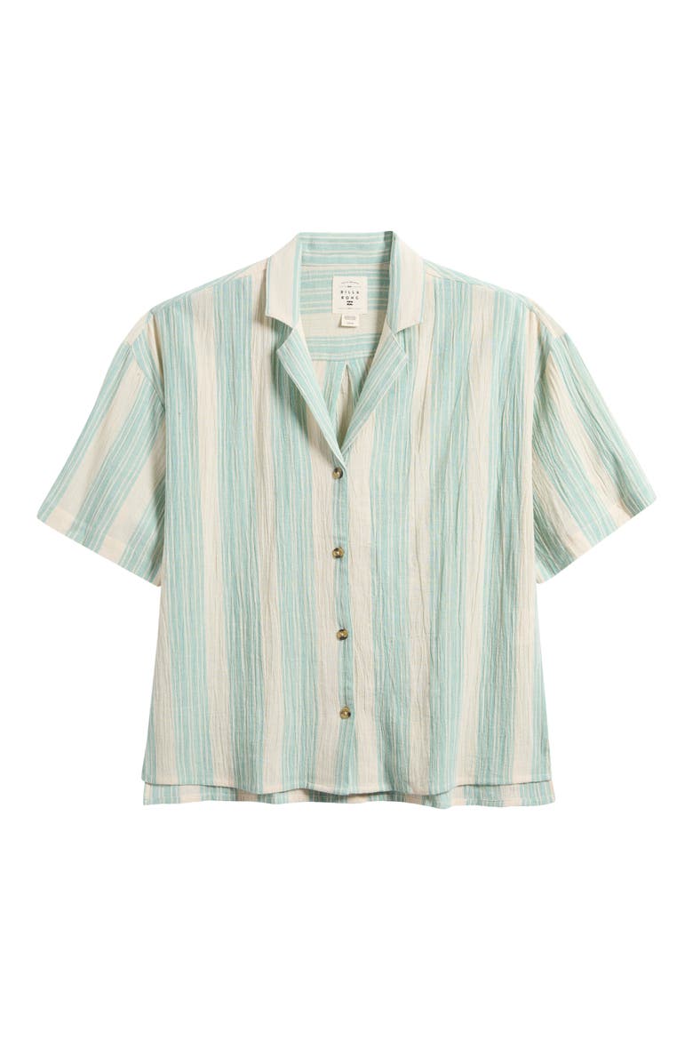 Beachside Stripe Short Sleeve Button-Up Shirt, Alternate, color, ISLANDS GREEN