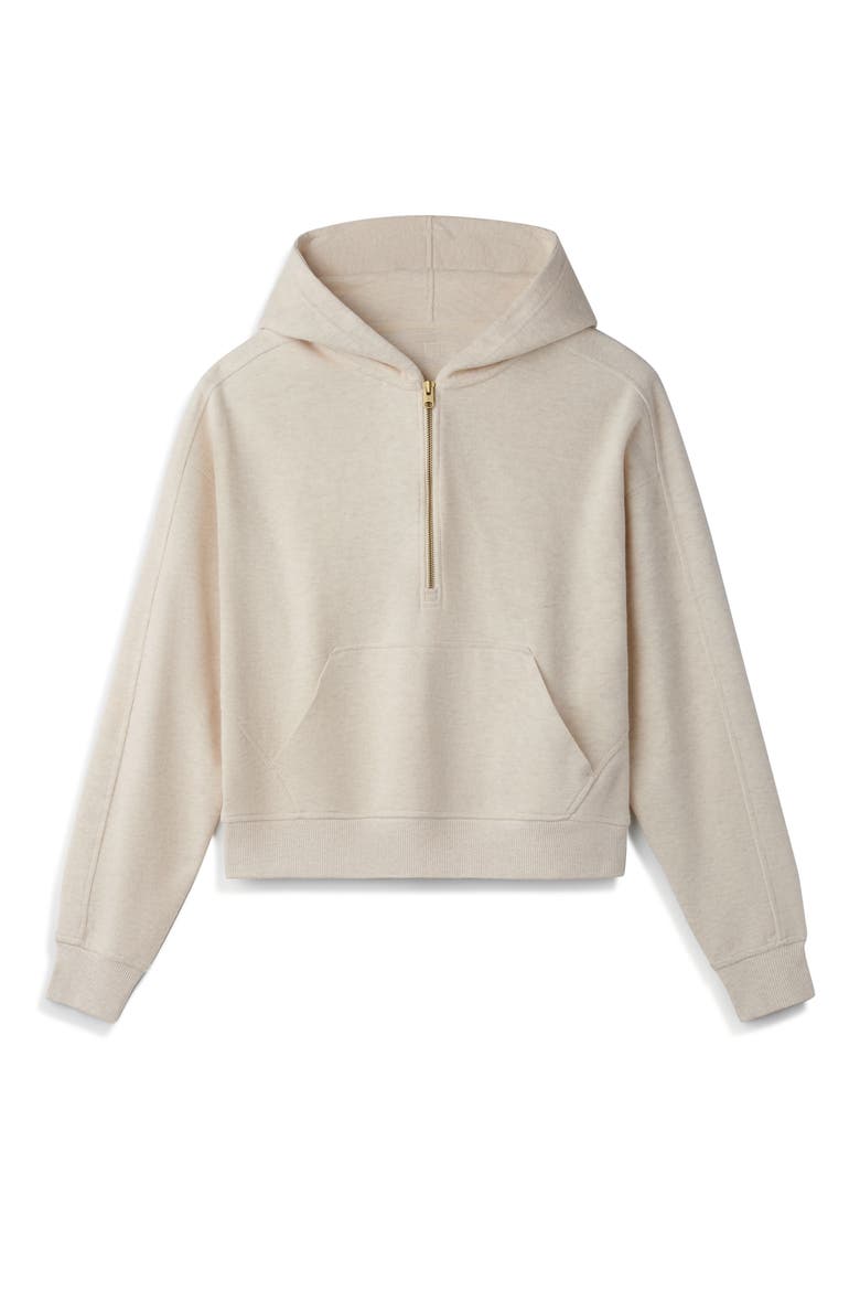 Signature Cotton Blend Rib Half Zip Hoodie, Alternate, color, OATMEAL HEATHER