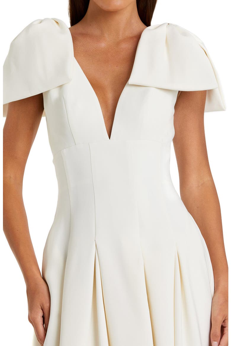 Crepe A Line Midi Dress With Bow Straps, Alternate, color, Ivory