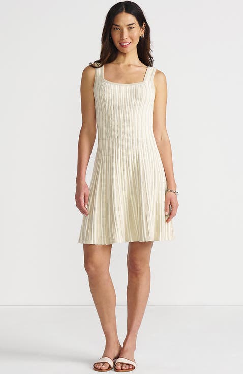 Square Neck Above Knee Sweater Dress
