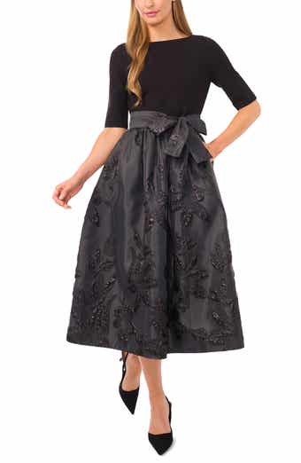 Ted Baker Jesse Metallic Floral Mixed Media Midi Dress