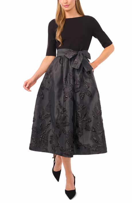 Ted Baker Jesse Metallic Floral Mixed Media Midi Dress