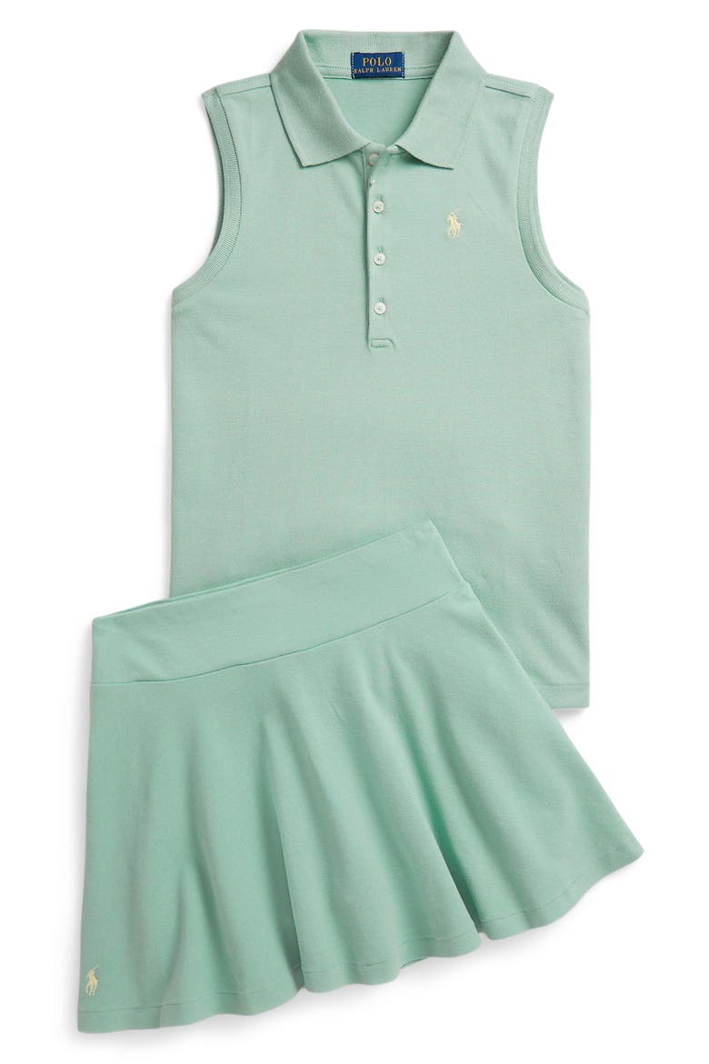 Kids' Tennis Skirt with Built-In Shorts, Alternate, color, GREEN