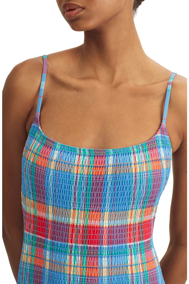Kennedy Smocked One-Piece Swimsuit, Alternate, color, BLUE MULTI
