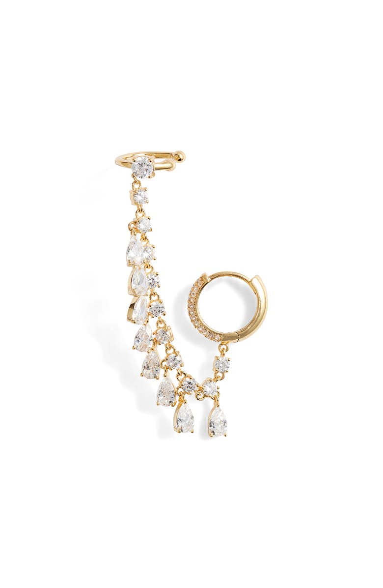 Nordstrom Cubic Zirconia Linked Huggie & Ear Cuff, Main, color, 