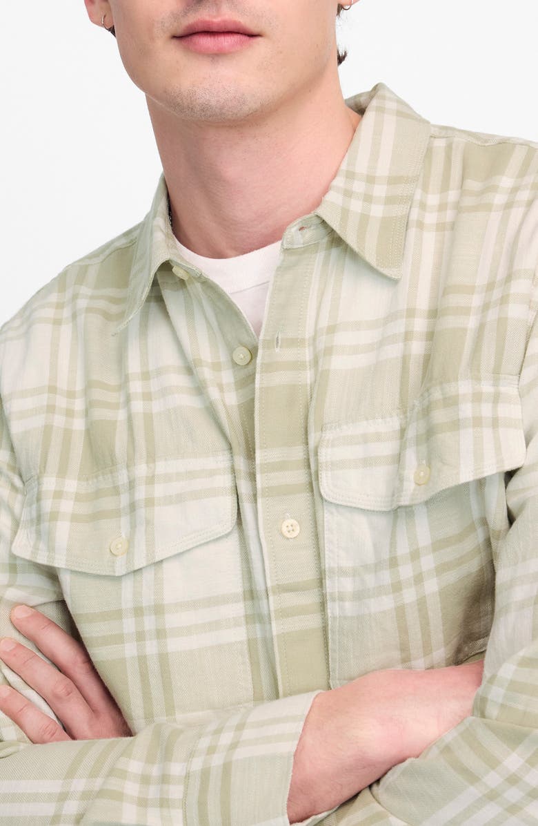Madewell Plaid Cotton Work Shirt, Alternate, color, Dusty Celadon
