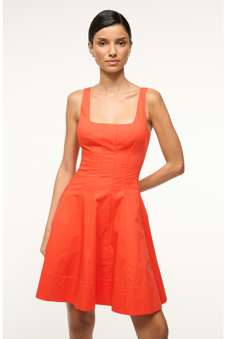 Wells Seamed Stretch Cotton Minidress, Alternate, color, CAYENNE