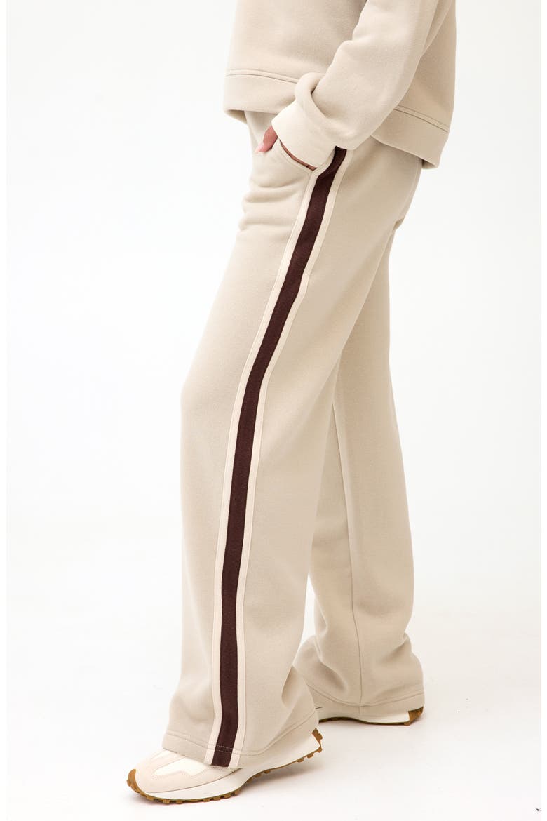 Lupita Side Stripe Fleece Pants, Alternate, color, OATMEAL/ TAPIOCA