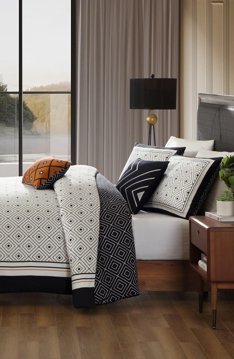 Bebejan Geometric Cotton 5-Piece Reversible Comforter Set, Alternate, color, Black White