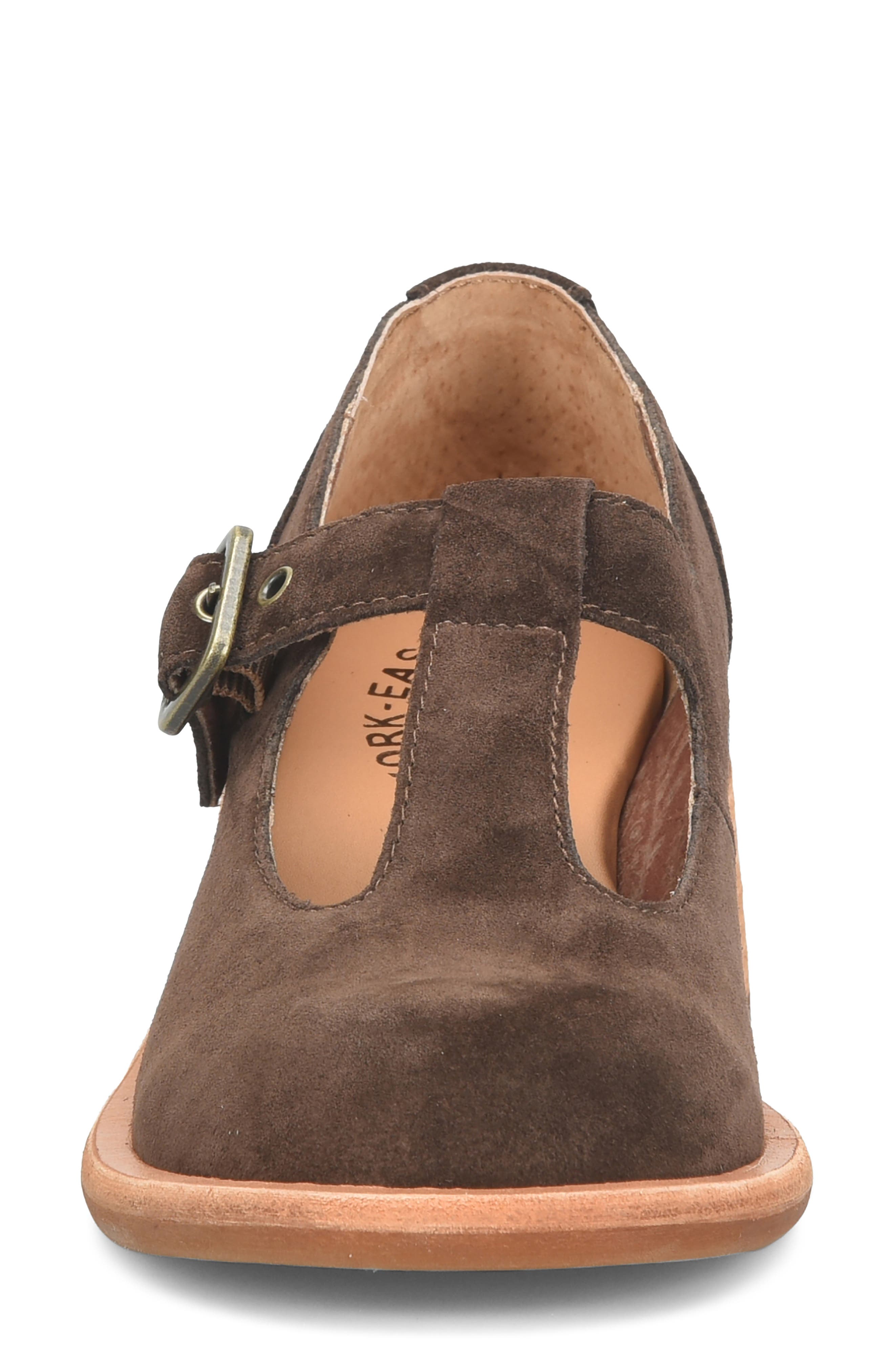 Jesse Leather T-Strap Pump, Alternate, color, DARK BROWN SUEDE