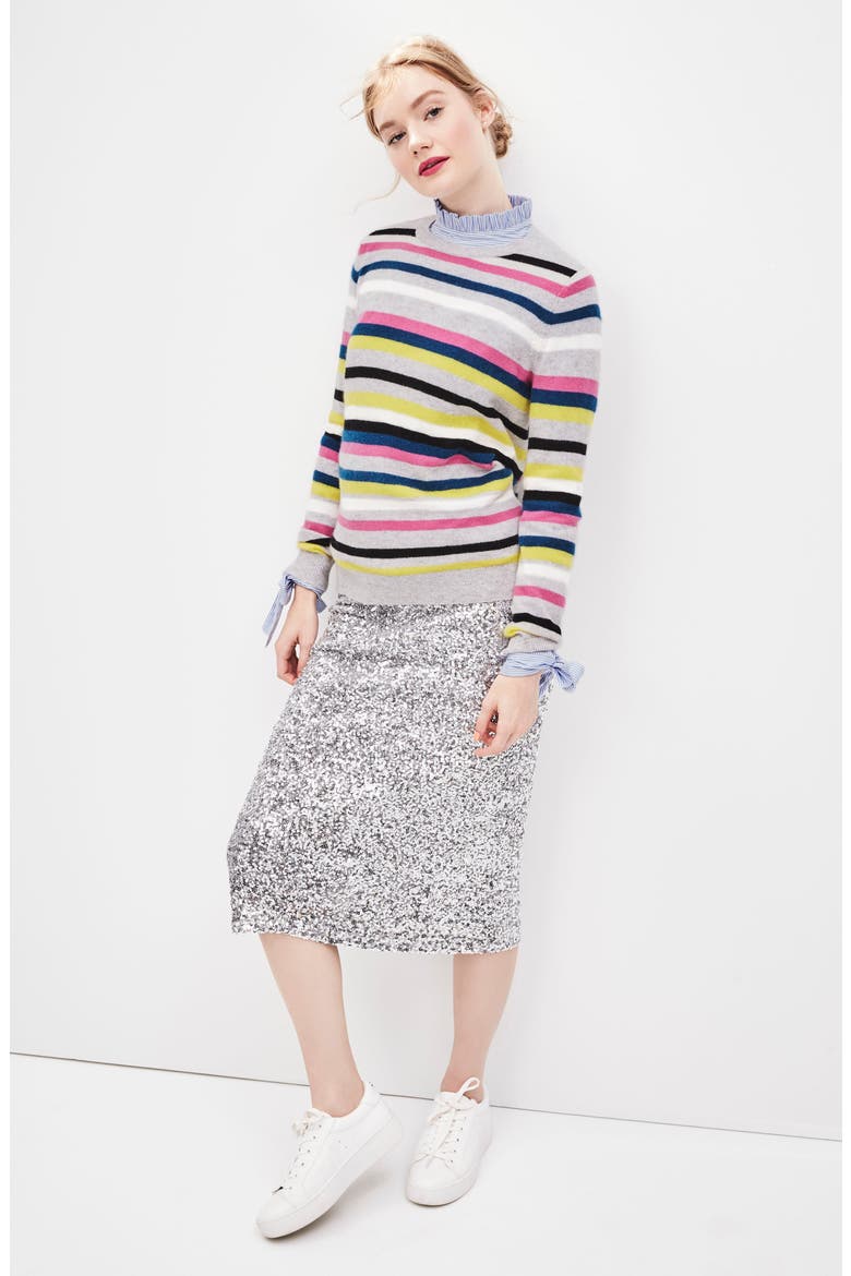 SEQUIN PENCIL SKIRT, Alternate, color, BLACK