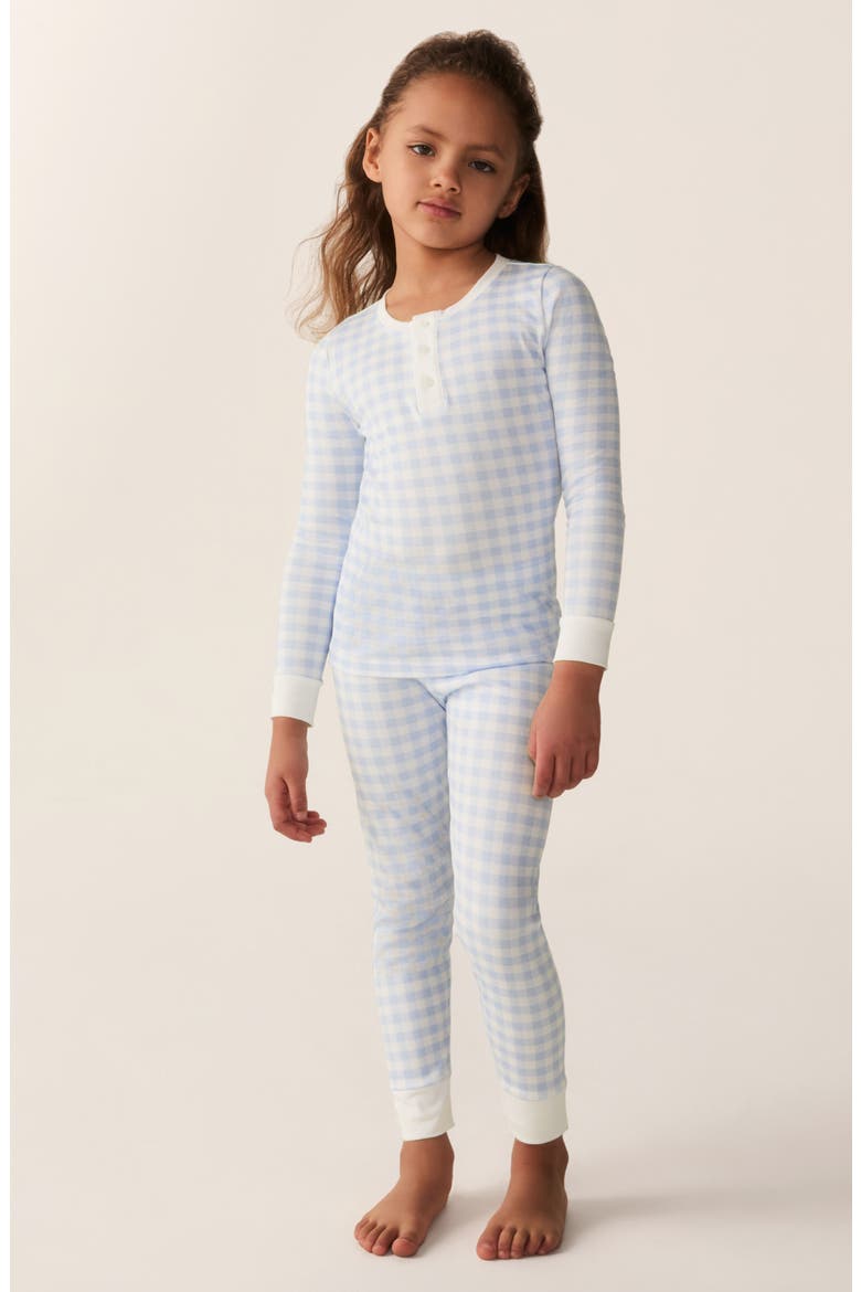 Fitted Check Pajamas, Alternate, color, BLUE
