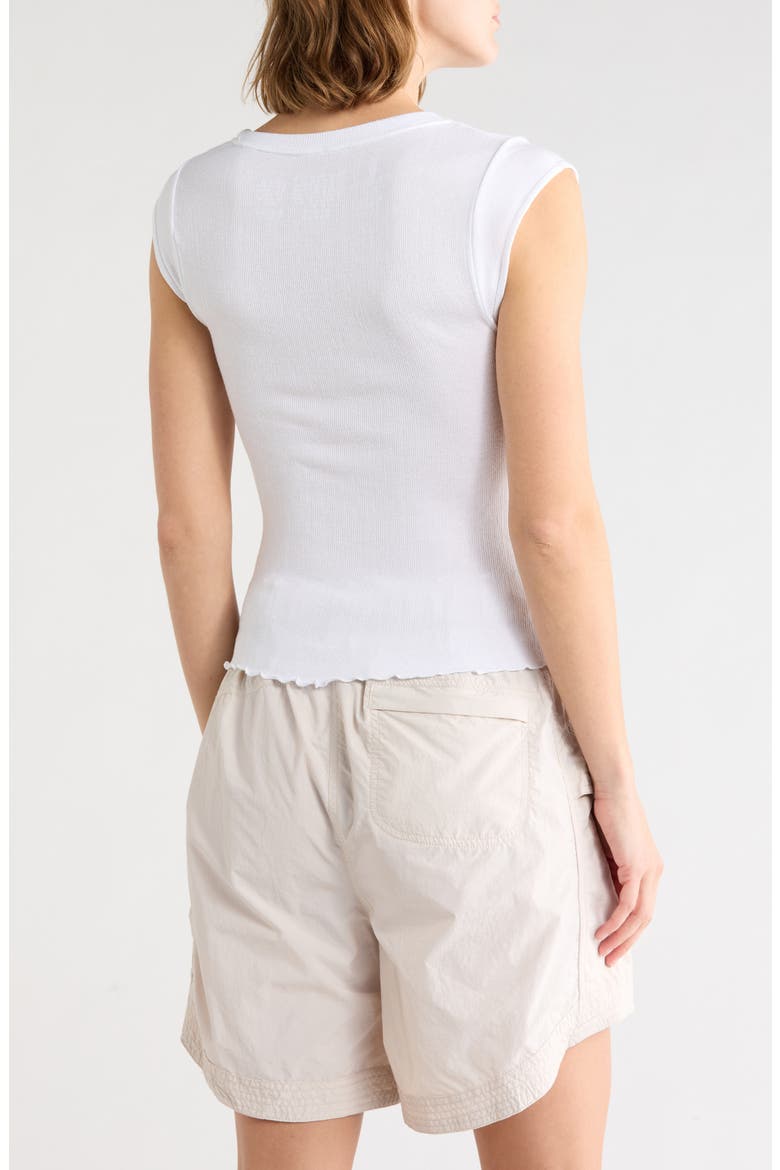 Double Point Short Sleeve Ribbed T-Shirt, Alternate, color, WHITE