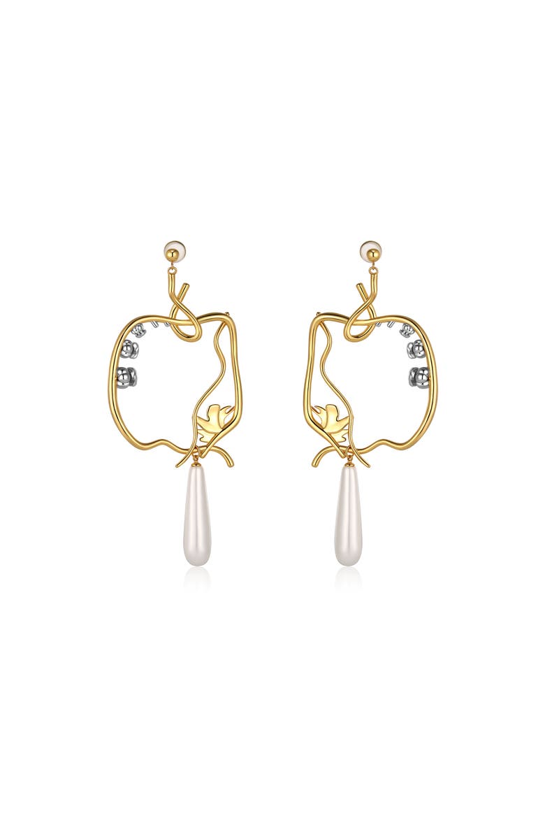 Lily of the Valley Earrings, Main, color, Gold & White