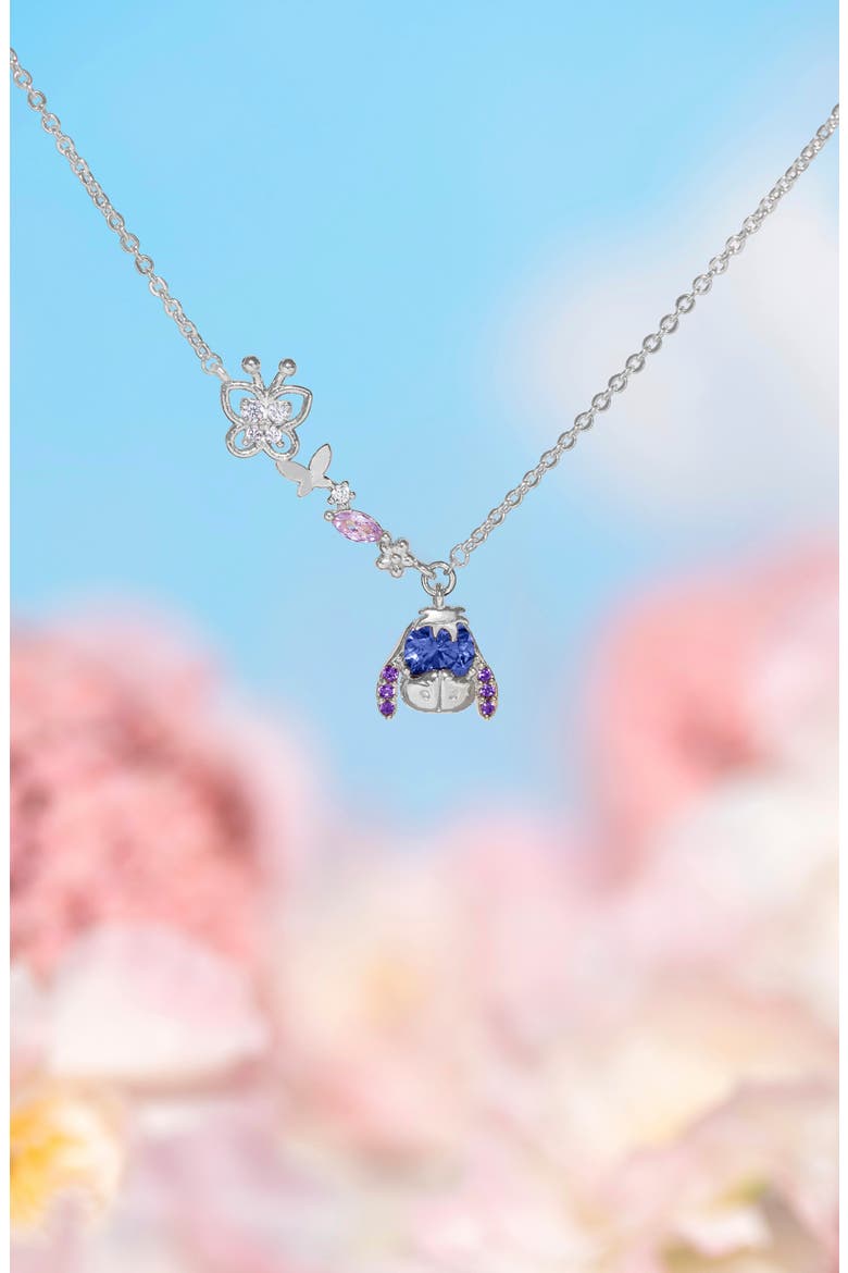 Disney Eeyore 18k Gold Plate Cubic Zirconia Pendant Necklace, Alternate, color, SILVER