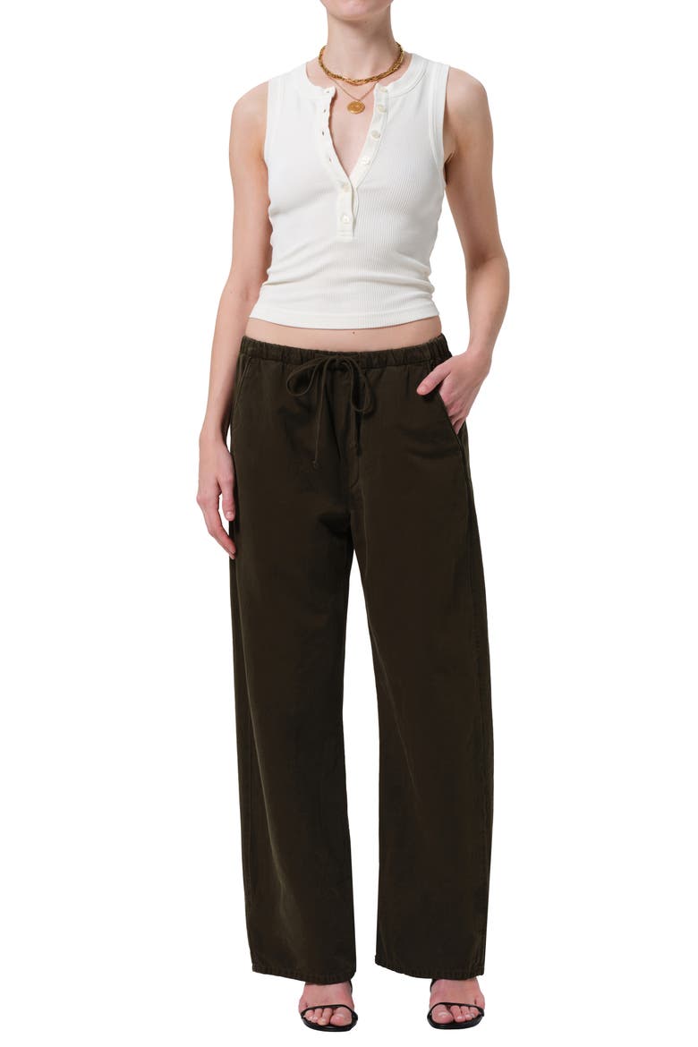 Aurora Pull-On Cotton & Hemp Pants, Alternate, color, DARK OLIVE