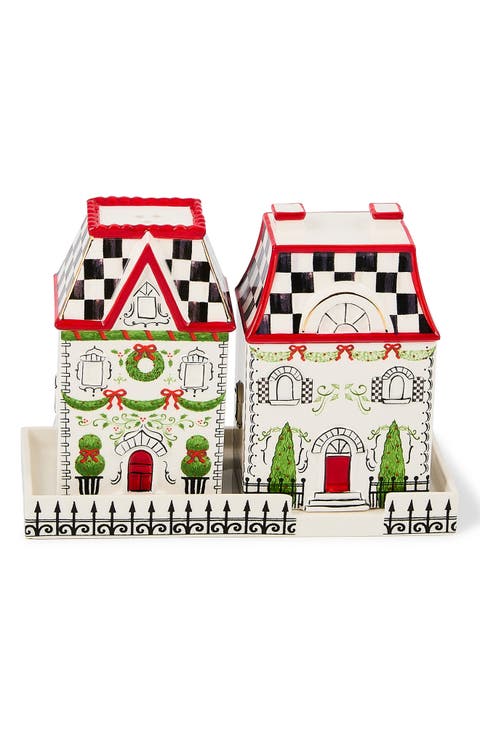 Holly Village Salt and Pepper Shaker Set