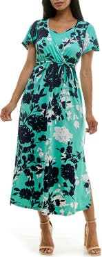 Nina Leonard Tie Waist Maxi Dress