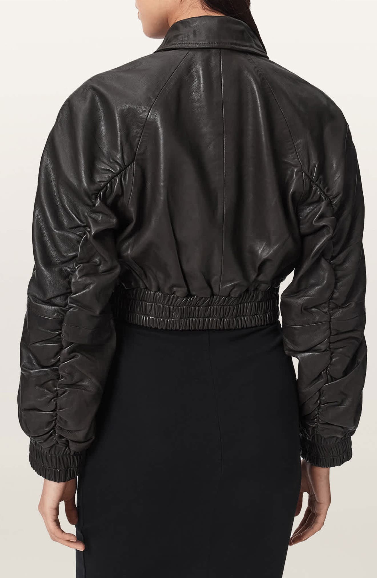 Anouk Leather Crop Bomber Jacket - image 2