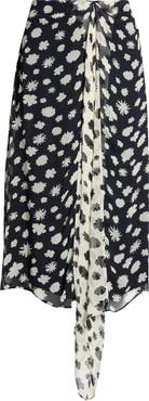 STAUD Sonoma Print Drape Chiffon Midi Skirt
