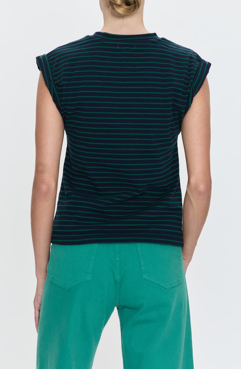 Pistola Olivia Stripe Cotton Muscle T-Shirt, Alternate, color, Navy Green Stripe