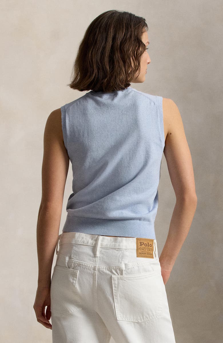 Polo Ralph Lauren Sleeveless Cotton Blend Sweater, Alternate, color, Stone Blue Heather