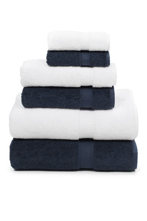Sinemis Terry 6-Piece Towel Set - Navy/White