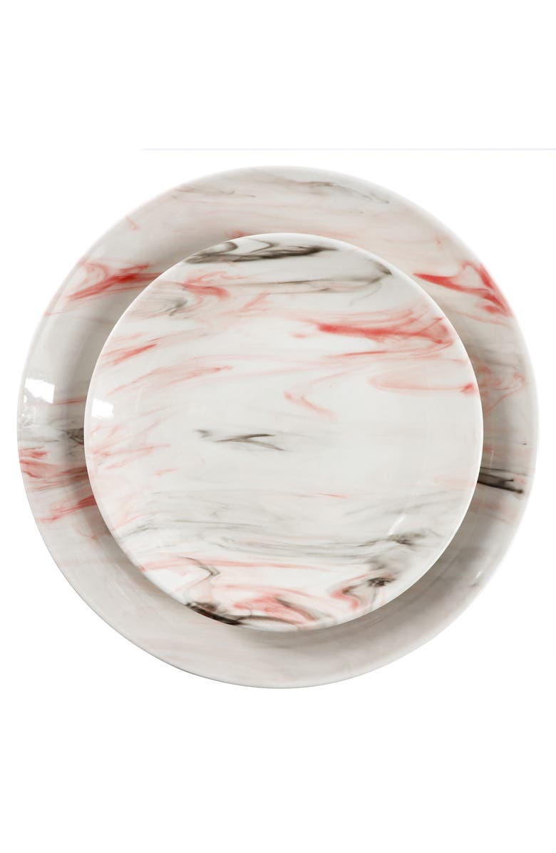 Elama Fine Marble 16 Piece Porcelain Dinnerware Set, Alternate, color, Grey