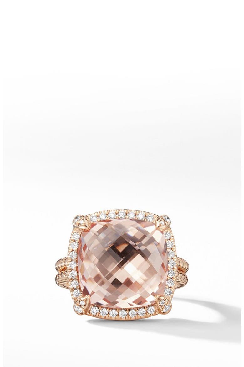 Chatelaine Pavé Bezel Ring in 18K Rose Gold with Morganite, Alternate, color, ROSE GOLD/ DIAMOND/ MORGANITE