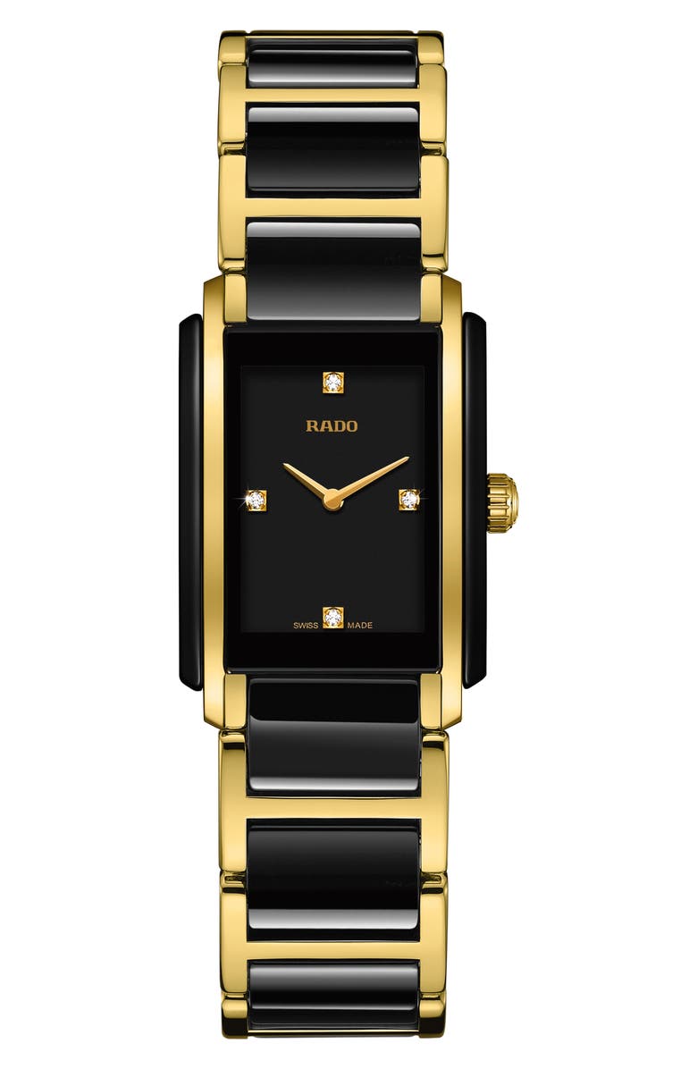 RADO Integral Diamonds Bracelet Watch, 22mm x 33mm, Main, color, Gold/Black