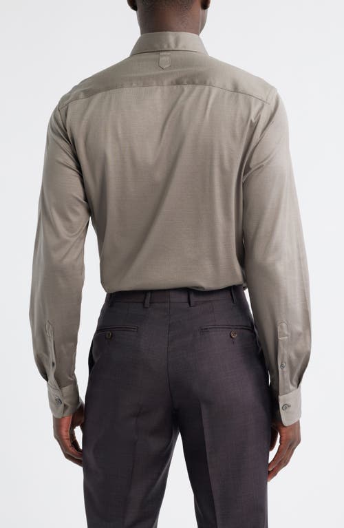 Canali Regular Fit Cotton Jersey Button-up Shirt In Brown