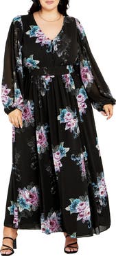 City Chic Ottilie Long Sleeve Maxi Dress