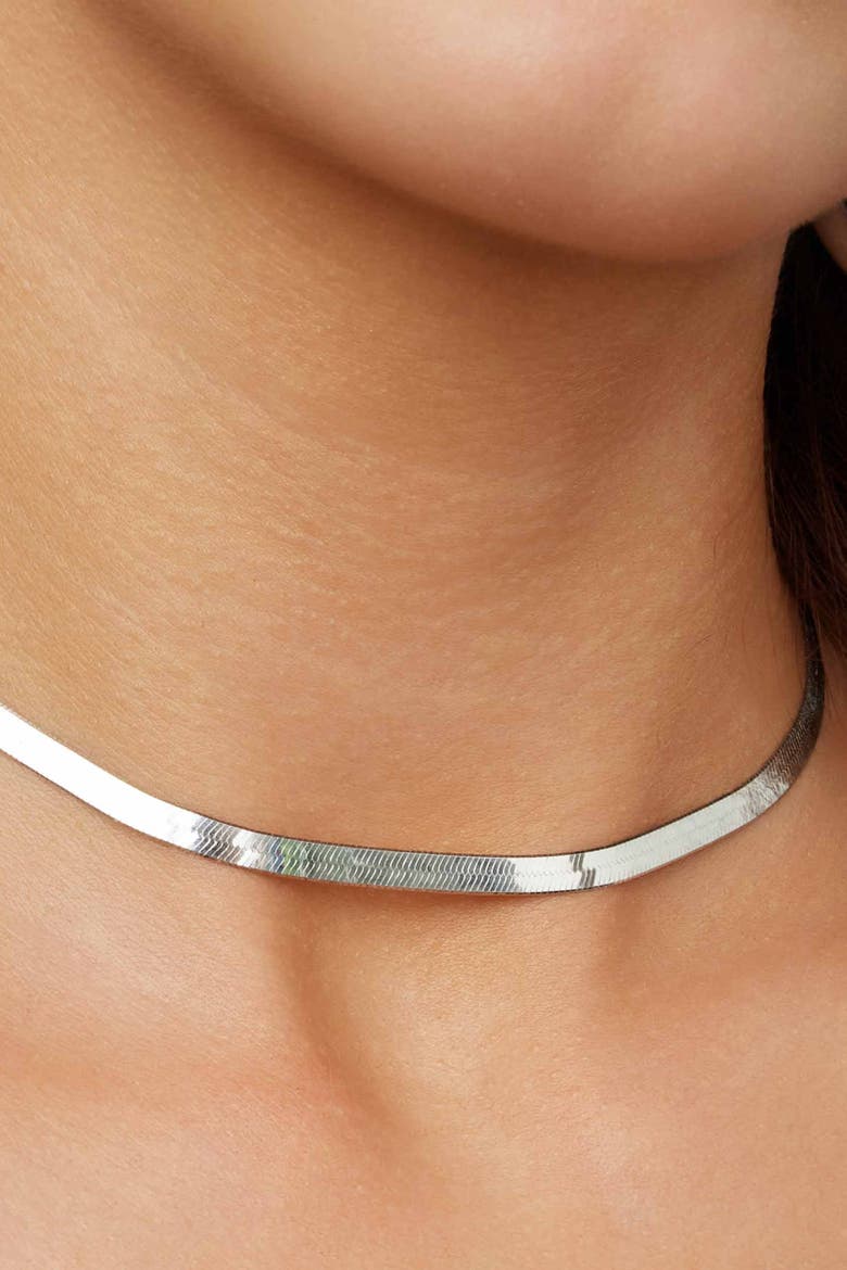Mirage Herringbone Necklace in Sterling Silver, Alternate, color, Silver