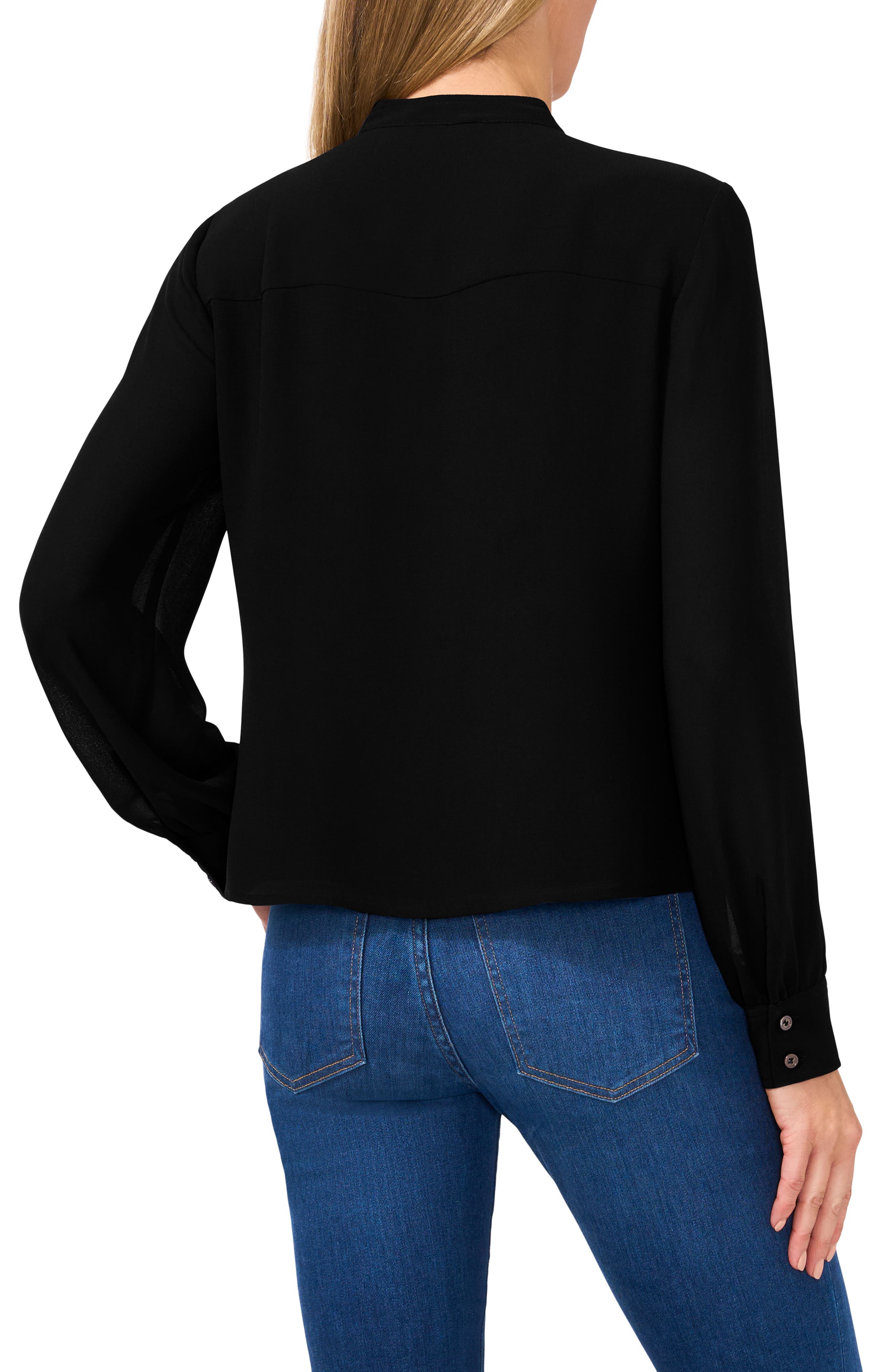 Pintuck Pleat Georgette Button-Up Top - image 2