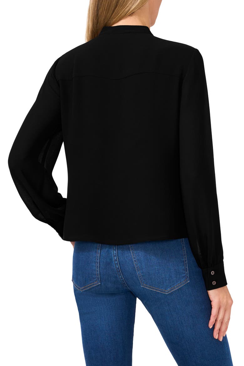 Pintuck Pleat Georgette Button-Up Top, Alternate, color, RICH BLACK