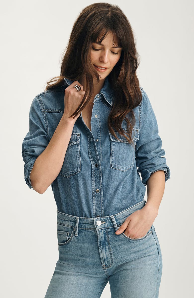 Mavi Jeans Angela Denim Western Shirt, Alternate, color, 