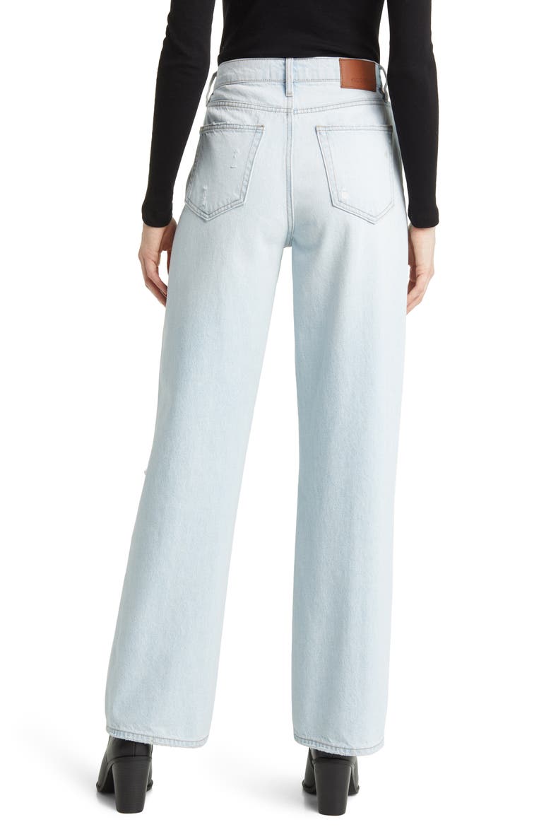 Ripped Straight Leg Jeans, Alternate, color, LIGHT WASH