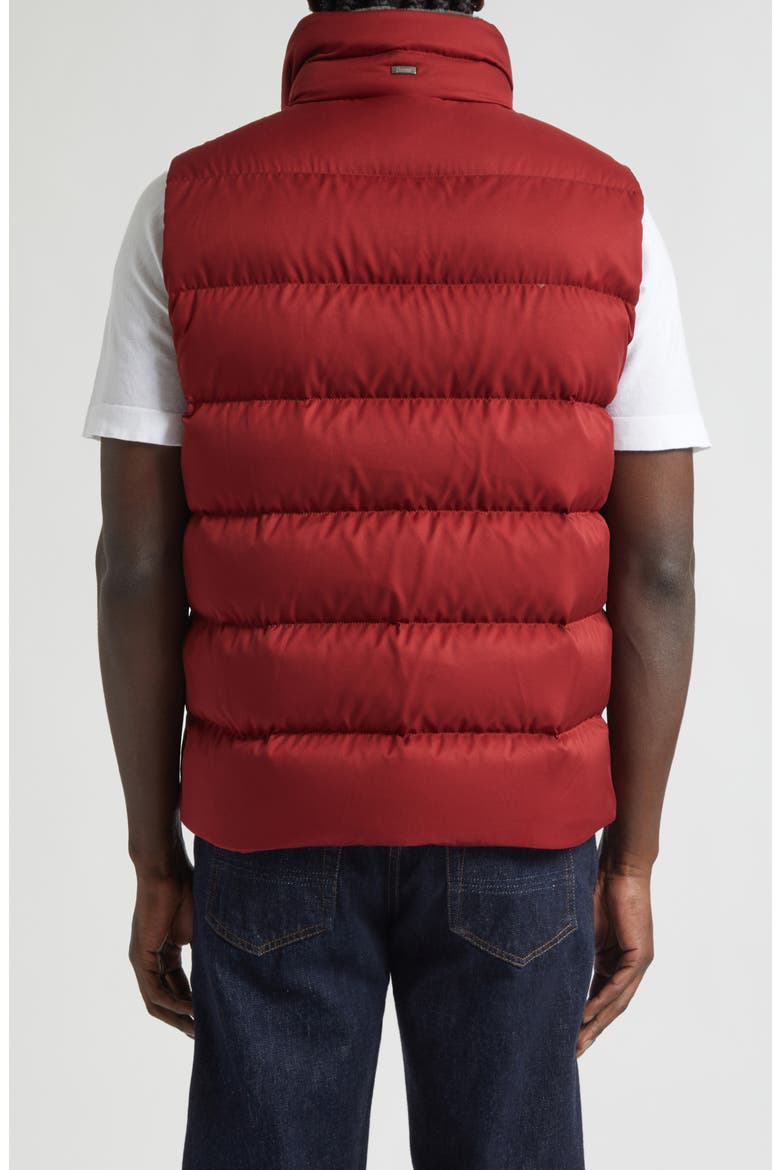 Faux Fur Trim Down Puffer Vest, Alternate, color, BORDEAUX RED
