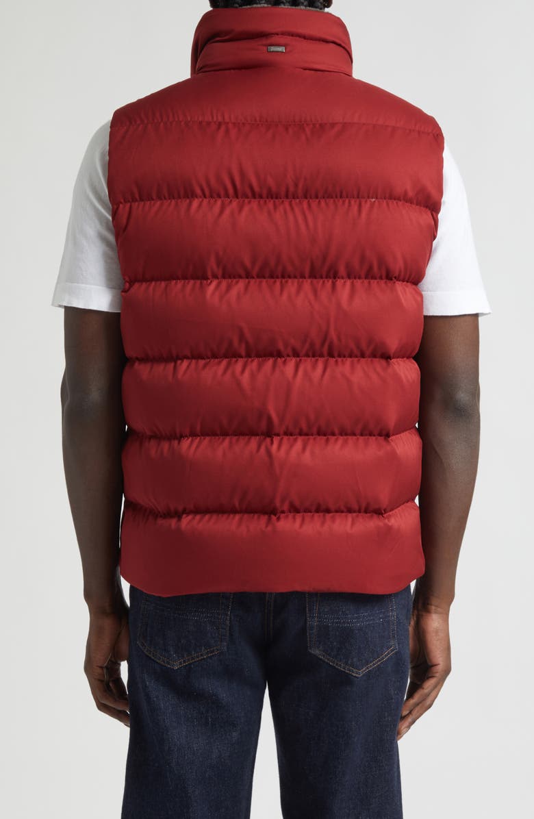 Herno Faux Fur Trim Down Puffer Vest, Alternate, color, Bordeaux Red
