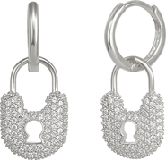 Spero London Silver Hoop Padlock Sterling Silver Earrings