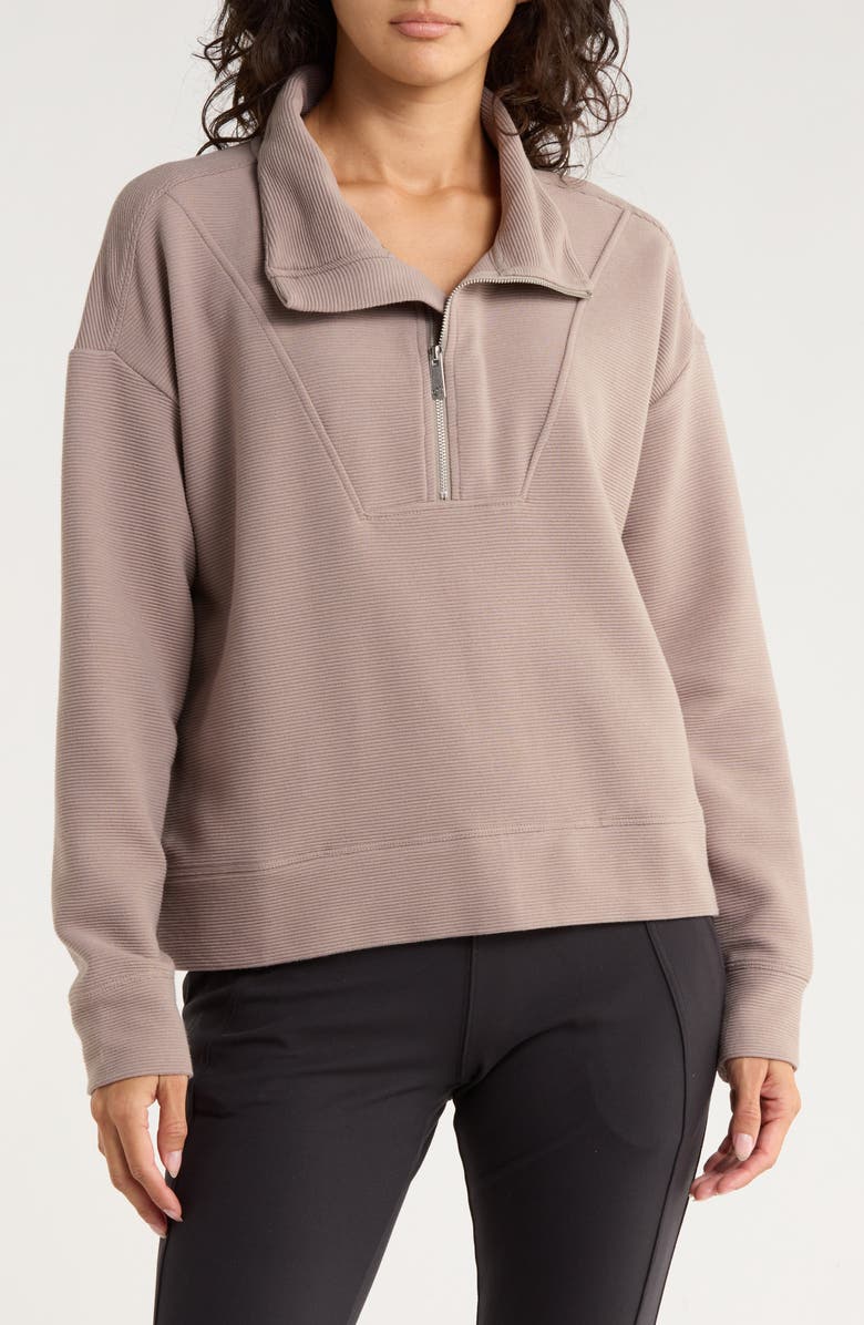 APANA Forever Ottoman Quarter Zip Sweatshirt, Main, color, Driftwood