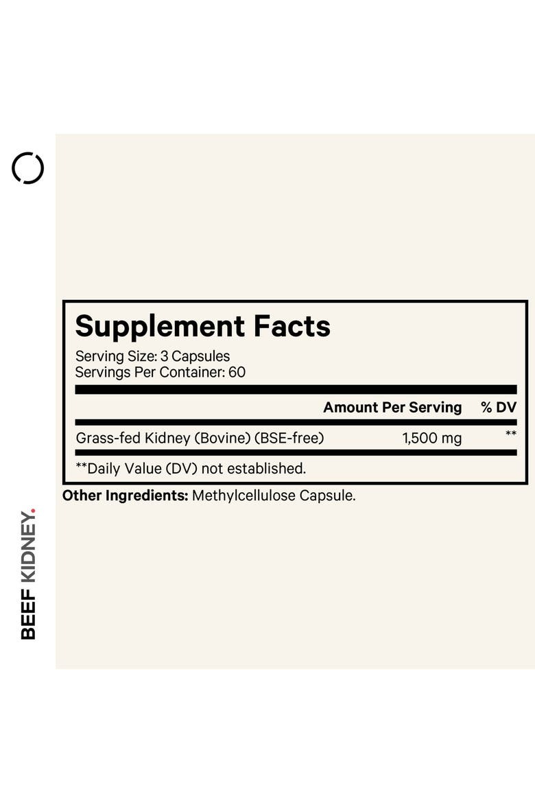 Grass-Fed Beef Kidney Glandular Supplement, Alternate, color, White