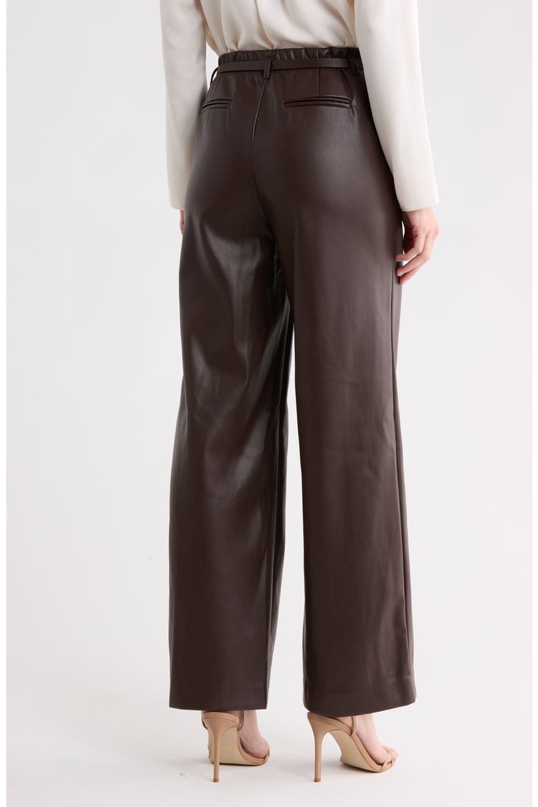 High Waist Wide Leg Faux Leather Pants, Alternate, color, ESPRESSO