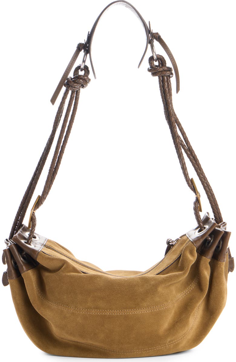 Isabel Marant Medium Maia Suede Shoulder Bag, Alternate, color, Taupe