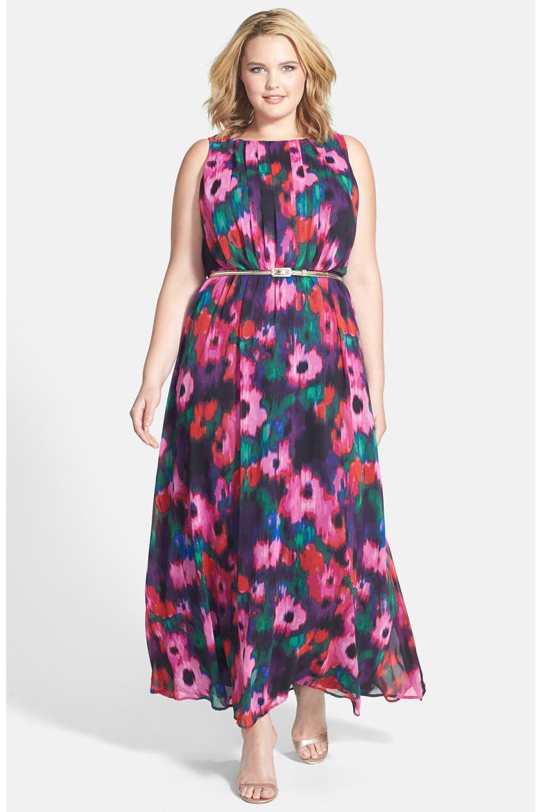 Floral Maxi Dress, Main, color, PINK BLACK MULTI