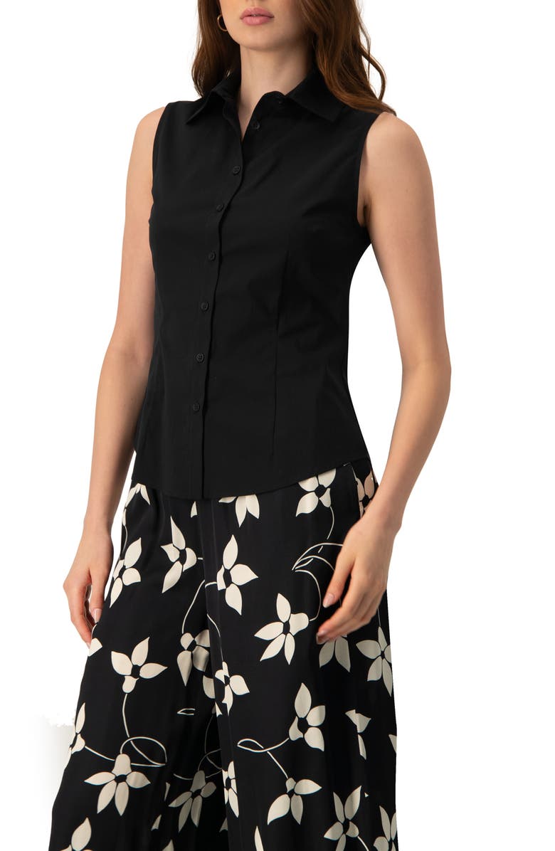 IVONNE Sleeveless Black Shirt Blouse, Alternate, color, 